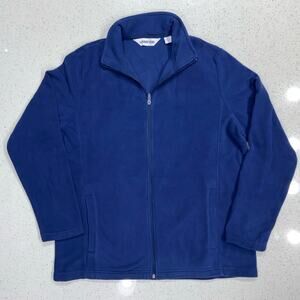 Lands End Women's Large Anyweather Fleece Anti-Static Full Zip Jacket, Blue